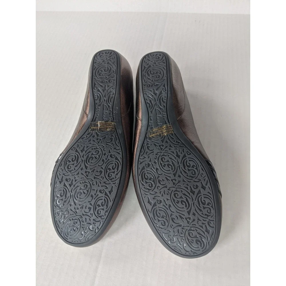 Clarks Artisan Shoes Womens  sz 10 M Leather Brown Gold Wedge NEW